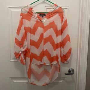 Absolutely Famous Coral and White Blouse